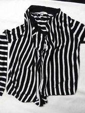 DKNY - Girls Sweater - M - Black Stripe - Drape - Rayon Knit - EUC