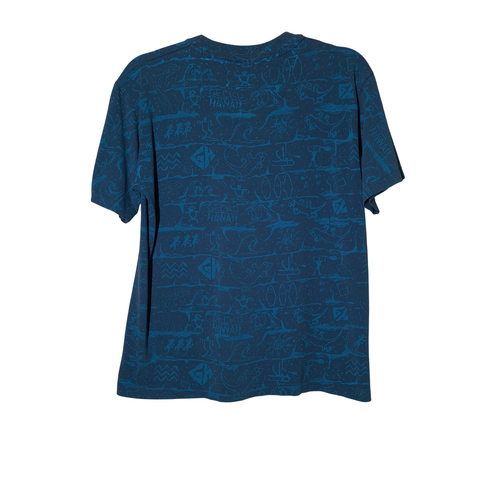 VINTAGE Gecko Hawaiian All-Over Print USED Shirt (S, Single Stitch, Blue, AOP) - Picture 2 of 8