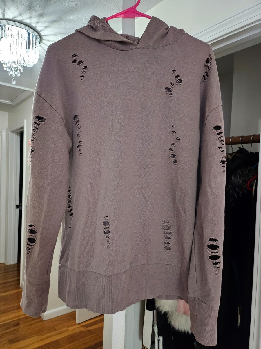 完売品CITYSHOP ／ DISTRESSED SWEAT TOP Topshop Distressed Destroyed Ripped Torn Hoodie Sweatshirt 6 | eBay