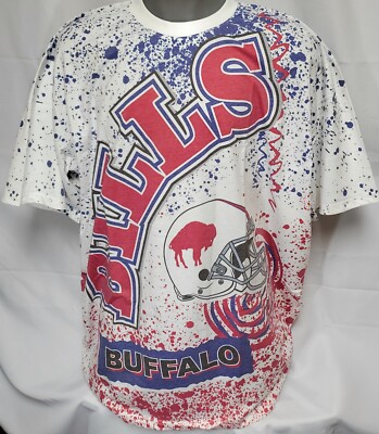 Mens Mitchell & Ness Buffalo Bills NFL Football Sublimated Logo Print Shirt