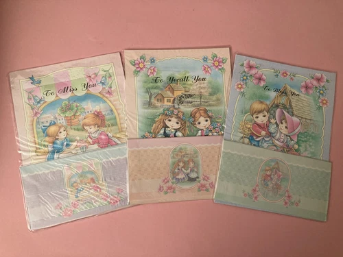 VINTAGE LOT OF 3 BEAUTIFUL LETTER PAPER SETS TAIWAN 80'S NEW