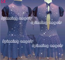 Ice Skating Adult Figure skating Dress Gymnastics Costume blue