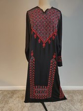 HAND MADE EMBROIDERY X STITCHES PALESTINIAN TRADITIONAL THOBE DRESS MAXI HENNAH