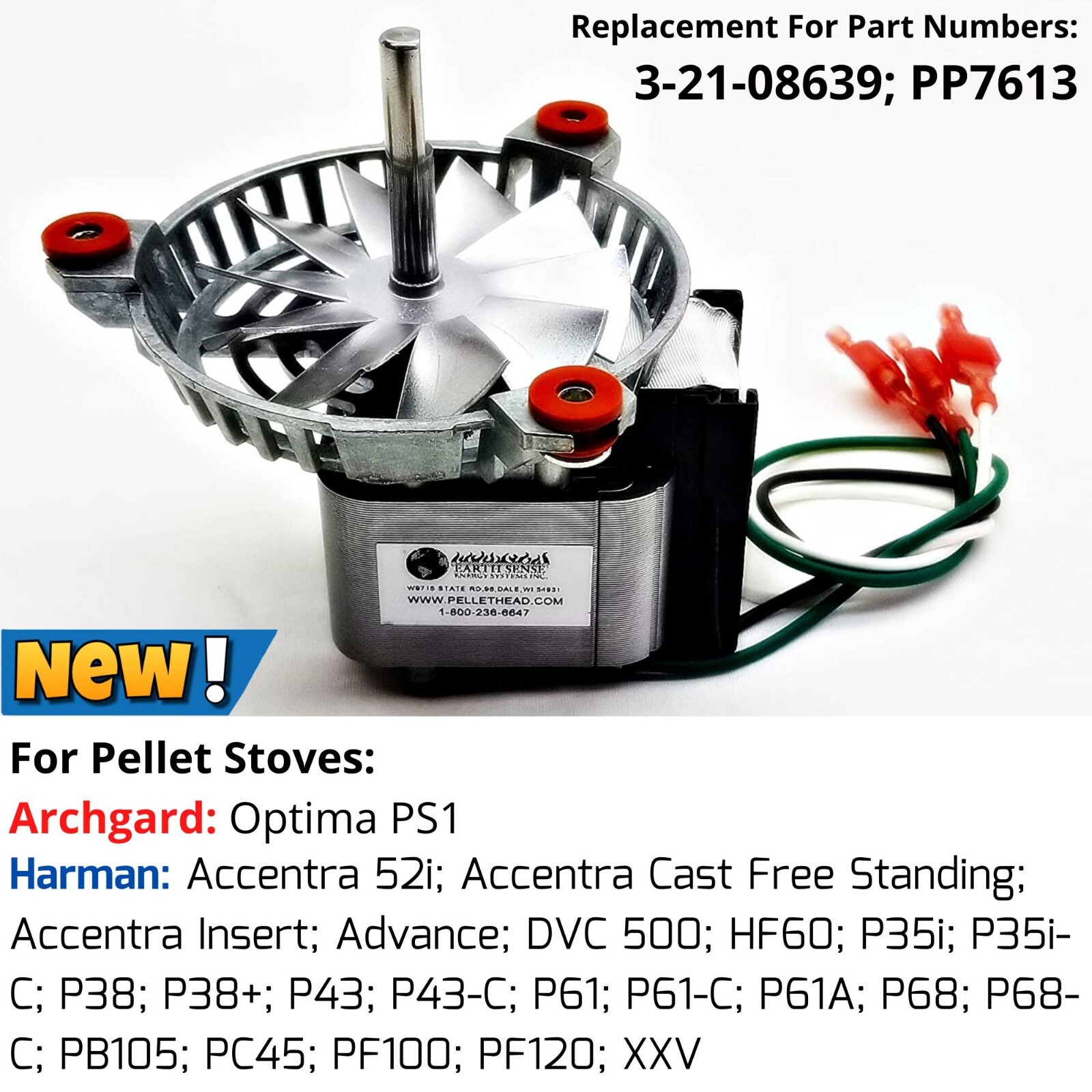 Combustion Exhaust Fan Motor for Harman Pellet Stoves Accentra DVC HF P PC  PC PF | eBay