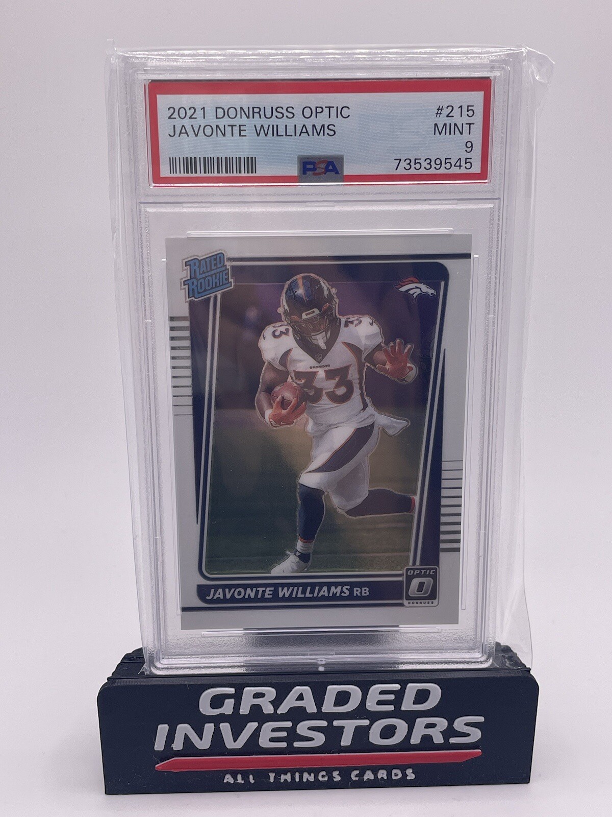 2021 Donruss Optic #215 Javonte Williams Holo RC Rookie PSA 9 Mint
