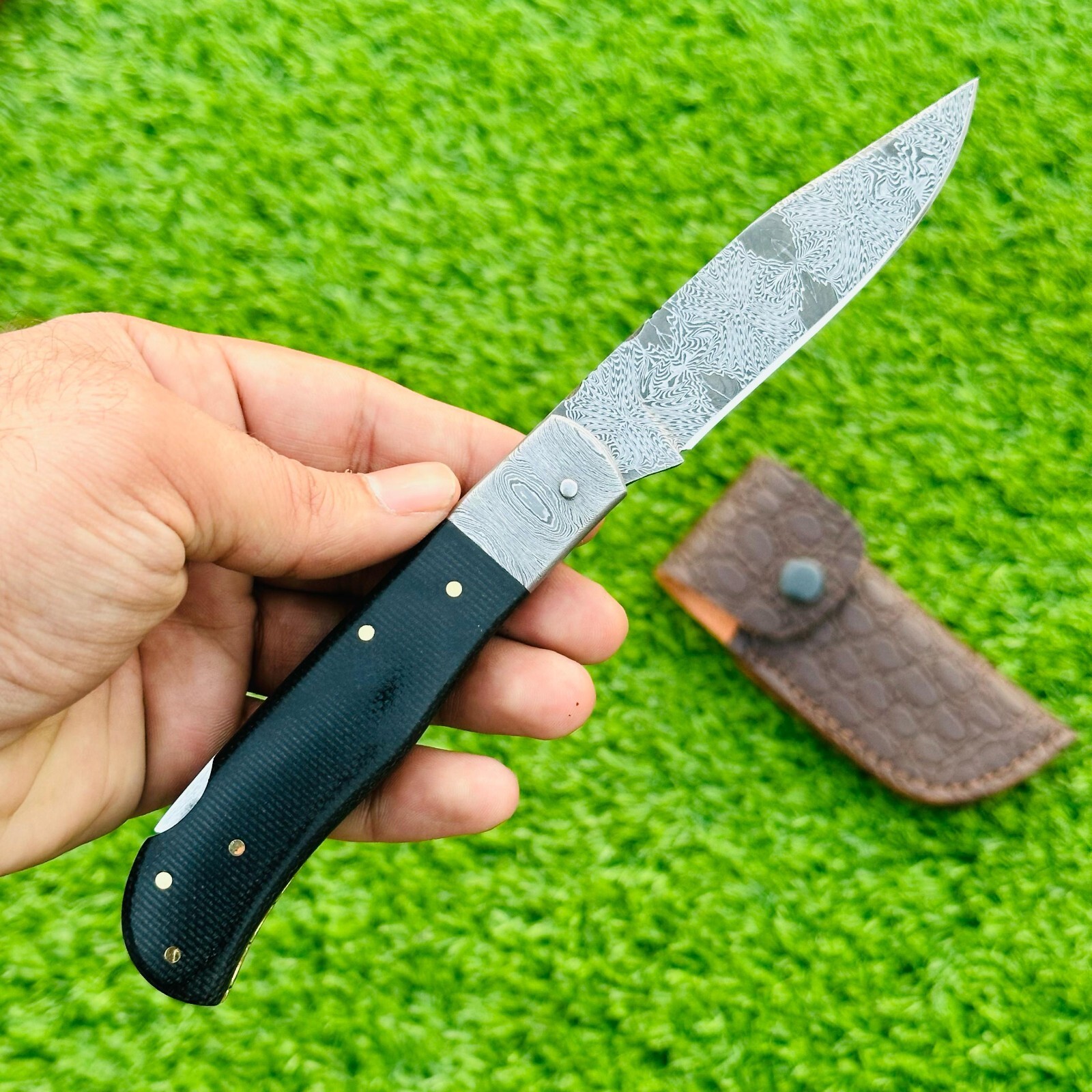 Master Cut Damascus Pocket Knife G10 Handle