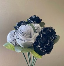 Bandana Roses, 3 Black Roses, Bouquet, Forever Roses, Perfect Gift, Decoration