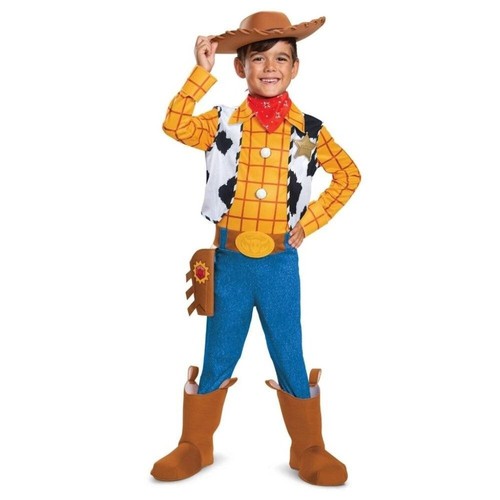 Disney Toy Story Woody Halloween Kostüm 4/6 Overall, Stiefelüberzieher, Hut 6 Teile Junge