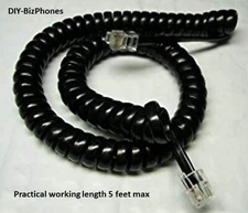 50-Pack Lot Black 9Ft Generic Handset Cord Landline Telephone Universal Fit Coil