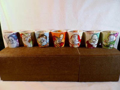 Disney Italy Cappuccino Cups Snow White Seven Dwarfs Set of 7 Cups NEW!