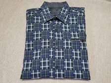 Dress Shirt Aliaune Milano by Akon Konvict Blue & Green STRIPES Checks Button Up