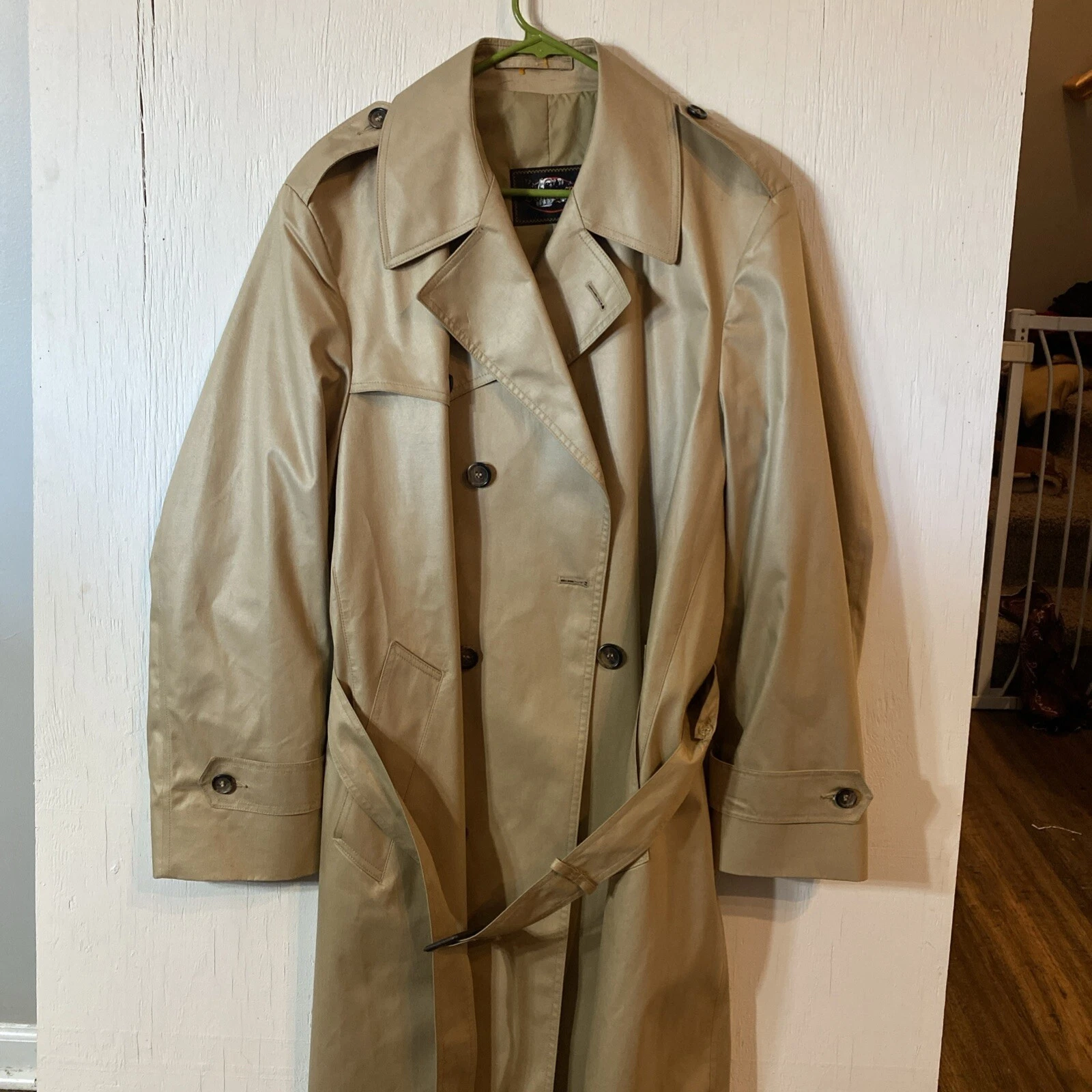 Botany 500, Men’s Khaki Trench Coat Raincoat Overcoat 44 Regular
