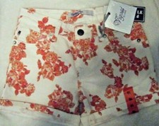 Vigoss Jeans Girl's Cuff Floral Shorts Mandarin Rose Sz 10