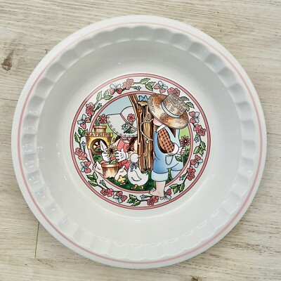 1989 Watkins Country Kids ceramic recipe Pie Plate Spring's Fancy Plate