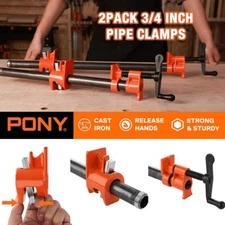 PONY 2-Pack Pipe Clamp 52 Wood Gluing Pipe Clamp Fixture for 3/4 Inch Black Pipe