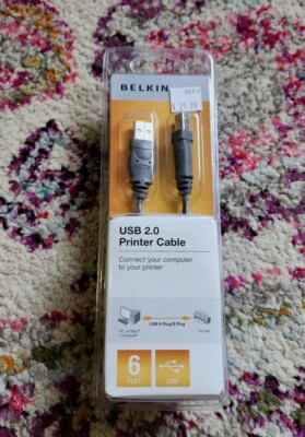 Belkin USB 2.0 Printer Cable 6 foot use for Mac or PC New