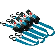 Retractable Ratchet Tie down Straps 4PK 1,500Lb Break Strength 500Lb Work Load