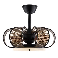 Flower shaped Vintage LED Chandelier Ceiling Fan Lamp 19Inch With Remote Control