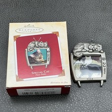 Vintage 2003 Hallmark Keepsake Special Cat Silver Photo Holder Ornament W Box