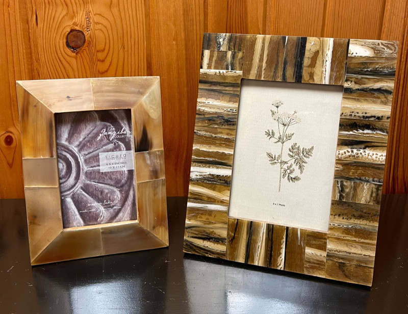 ITALIAN NATURAL HORN DECORATIVE PICTURE FRAMES INLAY WOOD BACK EASEL SECURA