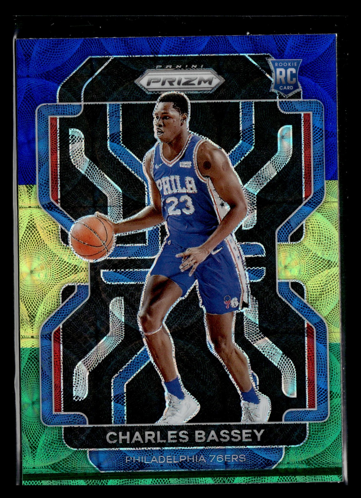 2021-22 Panini Prizm Choice Blue Yellow Green Rookie #304 Charles Bassey 76ers