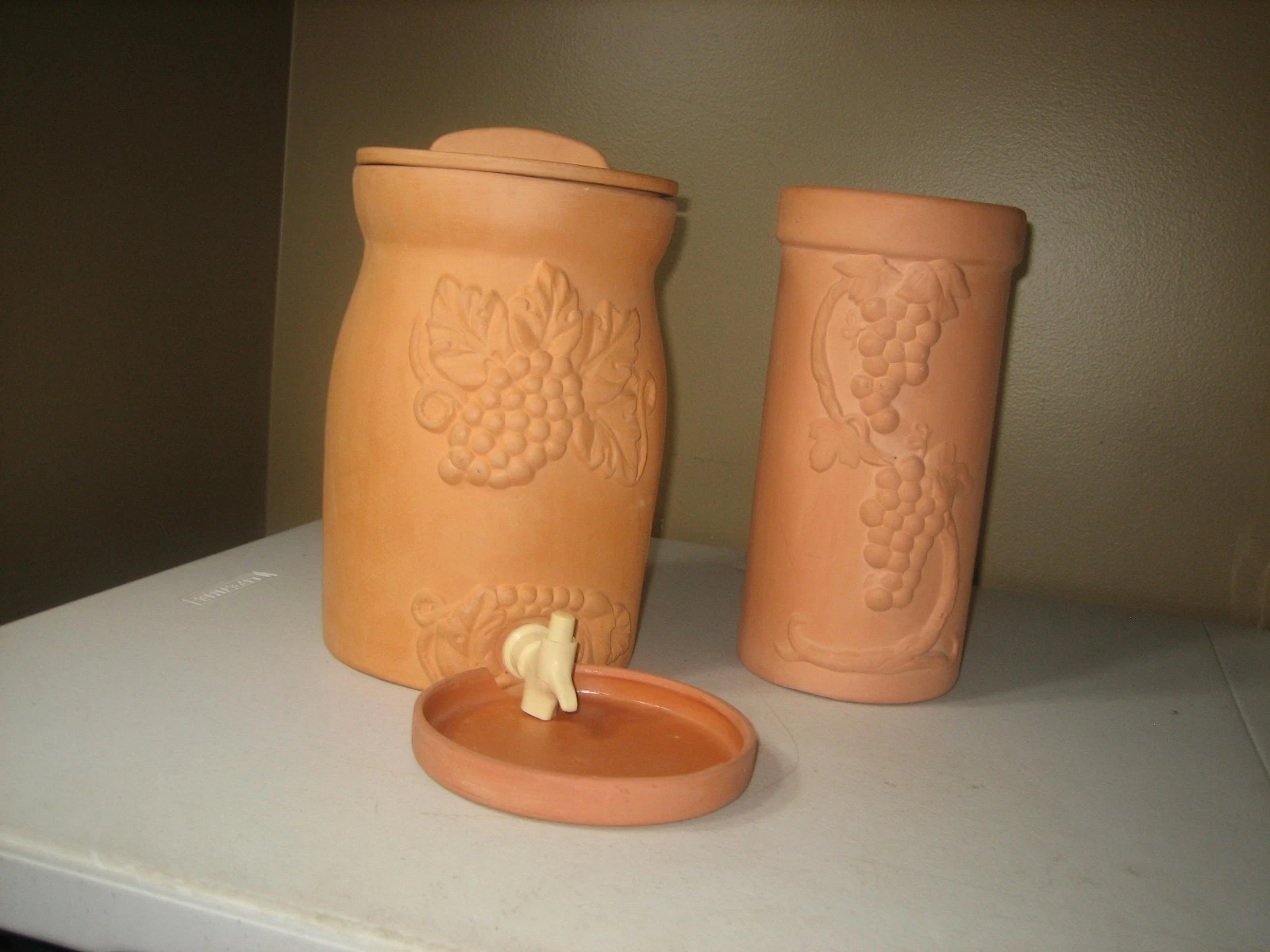 VTG ROMERTOPF CERAMIC TERRA COTTA WINE COOLER & DRINK DISPENSER WITH TRAY&LID