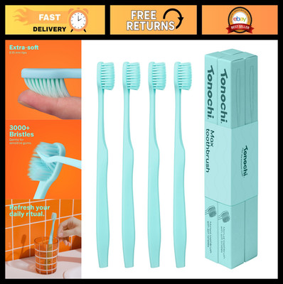 Extra Soft Toothbrushes for Sensitive Gums - Ergonomic Grip, Wide Head, 4 Pack