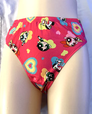 Glossy Smooth Pink Satin Powerpuff Girls Y2K Theme Bikini Brief Panties size L