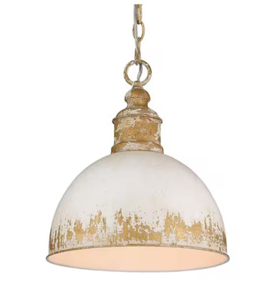 Golden Lighting Alison 1-Light Vintage Look Gold Medium Pendant Metal Shade