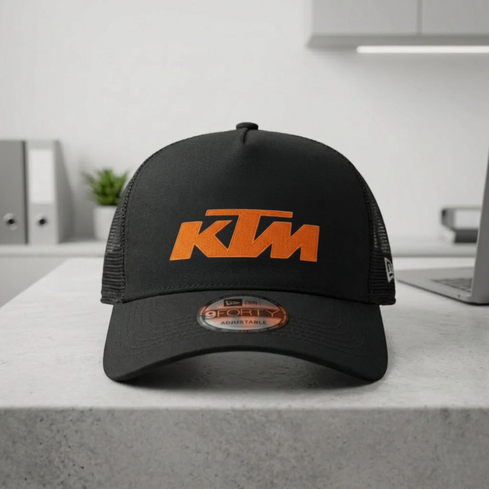 KTM Racing Trucker Hat Mesh Back Embroidered Logo Black Snapback Cap