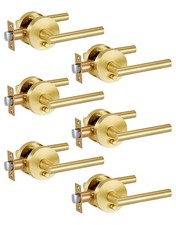 LETHATO 6 Pack Heavy Duty Brushed Gold Interior Privacy Door Handle Levers home