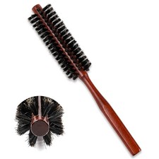 Small Round Hair Brush for Thin or Short Hair, Natural Boar Bristle Hair Brown