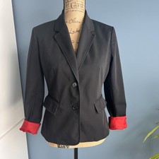 Women s Isaac Mizrahi Tailored Black Red Blazer Pockets Stretch Small