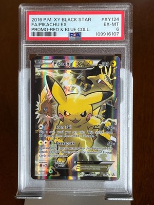 Pikachu ex XY124 Black Star Promo Red & Blue Collection PSA 6