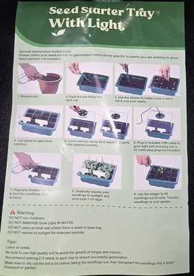 DJKINRO Seed Starter Tray With Light 10 Pack, Grow Light, USB Powered