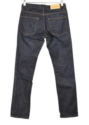 ACNE Max Raw Jeans Men W28 L32 Dark Blue Slim Fit Zip Fly Denim 