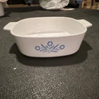 CorningWare Blue Floral Square Casserole Dish with Glass Lid, Vintage Ceramic