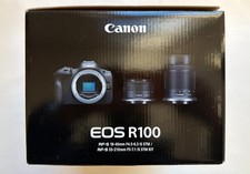 Canon EOS R100 Mirrorless Camera with RF-S 18-45mm  RF-S 55-210mm Lenses NEW