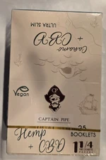 Capitain Pipe Organic Hemp 1 1/4, 1.25 Rolling Papers 25 Booklet (Sealed)