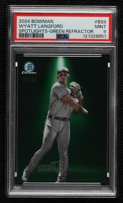 2024 Bowman Spotlights Green Refractor 77/99 Wyatt Langford #BS-9 Rookie RC 00er