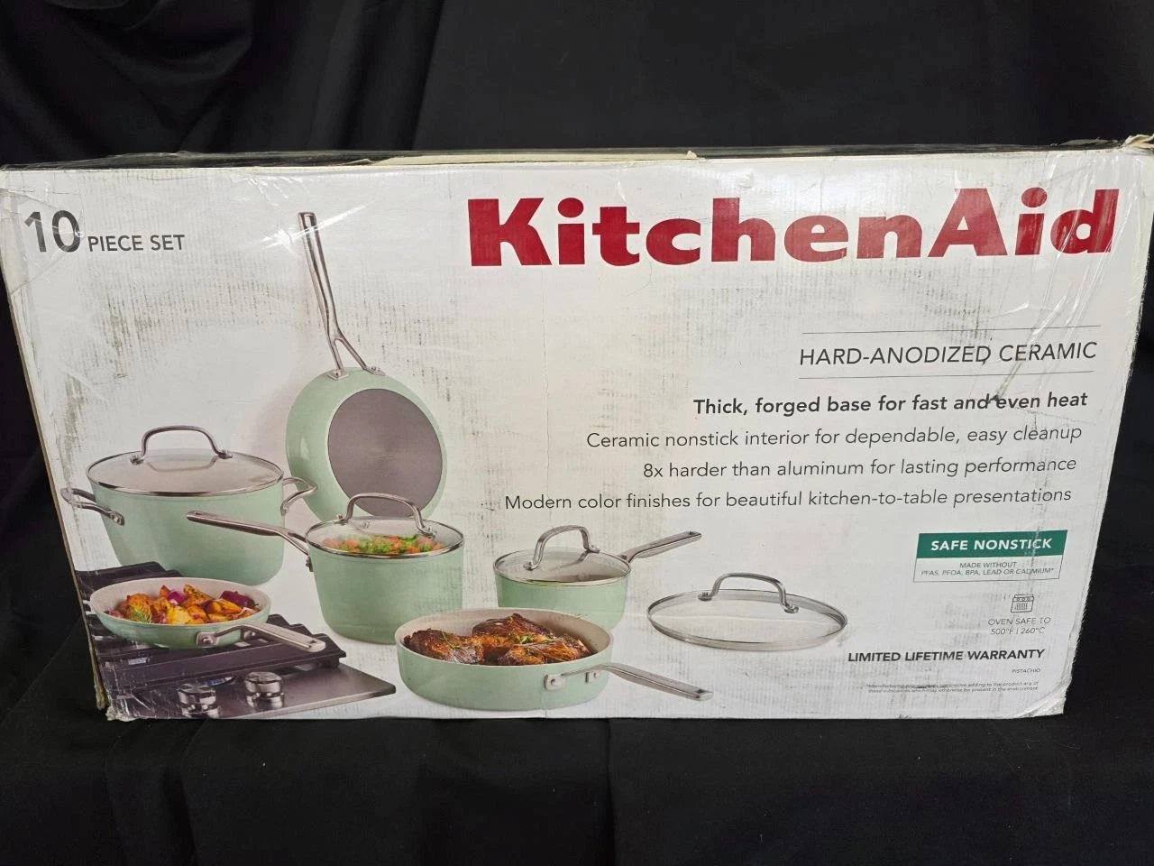 ++ Kitchenaid 10 PC Cookware Set Hard-Anodized Ceramic Pistachio