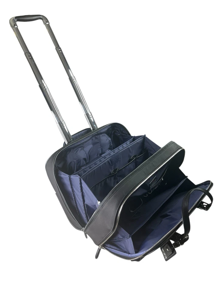 TUMI ARIVE Black Compact 2 Wheeled ROLLING Business Briefcase Key/Lock $1300 New - Image 3 of 4