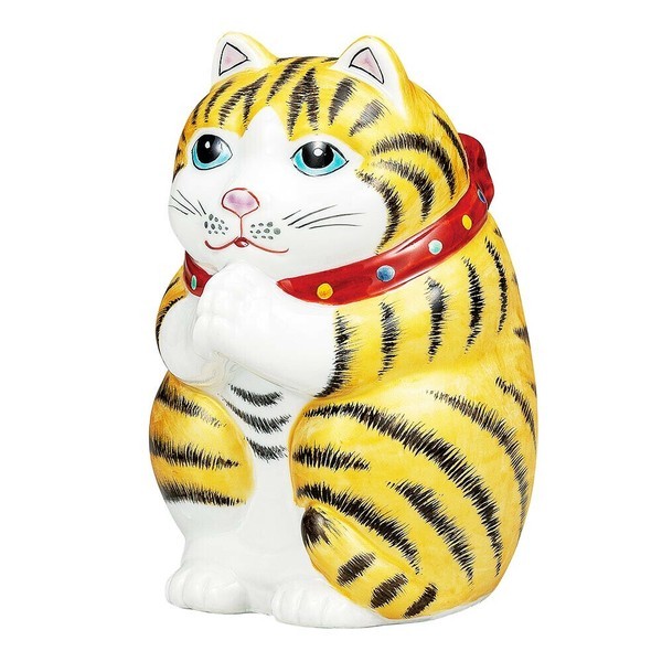 Maneki Neko Kutani Ware Gato Japonés De La Suerte Gato Onegai Dorado Japón