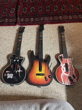 Lot 3 Xbox 360 Guitar Hero Wired Controllers Aerosmith Les Paul Tested Power On