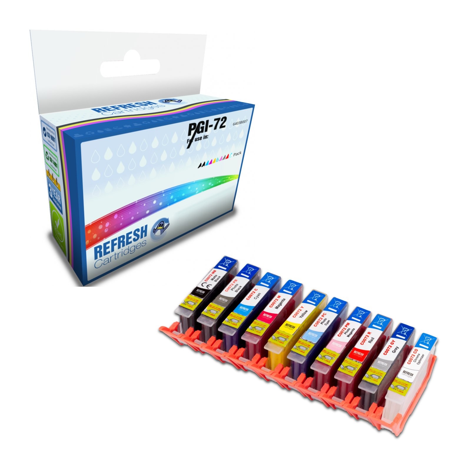 Refresh Cartridges Super Saver Pack 10xPGI-72 Ink Compatible With Canon Printers