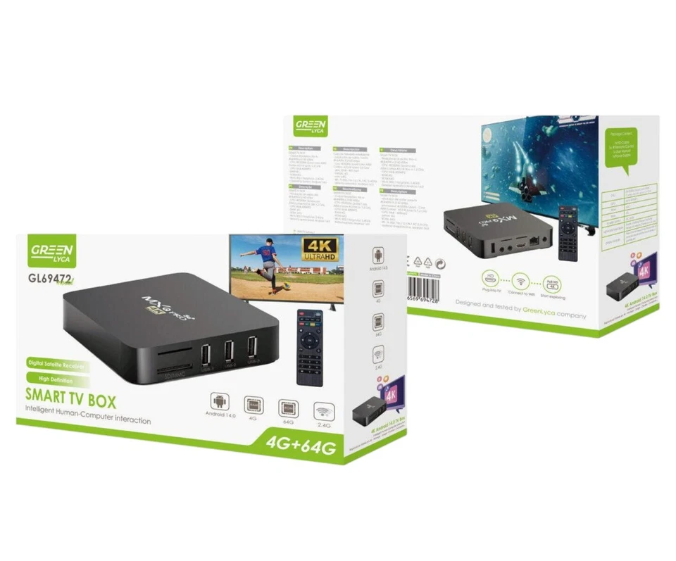 Android Smart TV Box 4GB RAM 64GB ROM | 4K Ultra HD Streaming | WLAN | HDMI - Bild 2 von 3