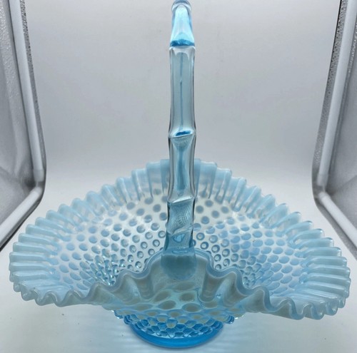 Fenton Glas BLAUER KOCHNAGEL großer 10" KORB (542J) neuwertig