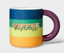 Tabitha Brown Multi Rainbow Stripe Stoneware "Coffee Business" 15.8 oz. Mug Cup