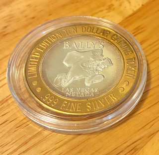 Bally’s Hotel Vegas $10 Silver Strike Token .999 Fine Silver Casino Gaming Coin