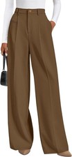 Womens Wide Leg Dress Pants High Waist Tummy Control Work Business Trousers